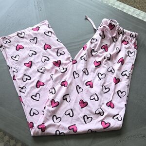 Pink Heart Print Pajama Pants